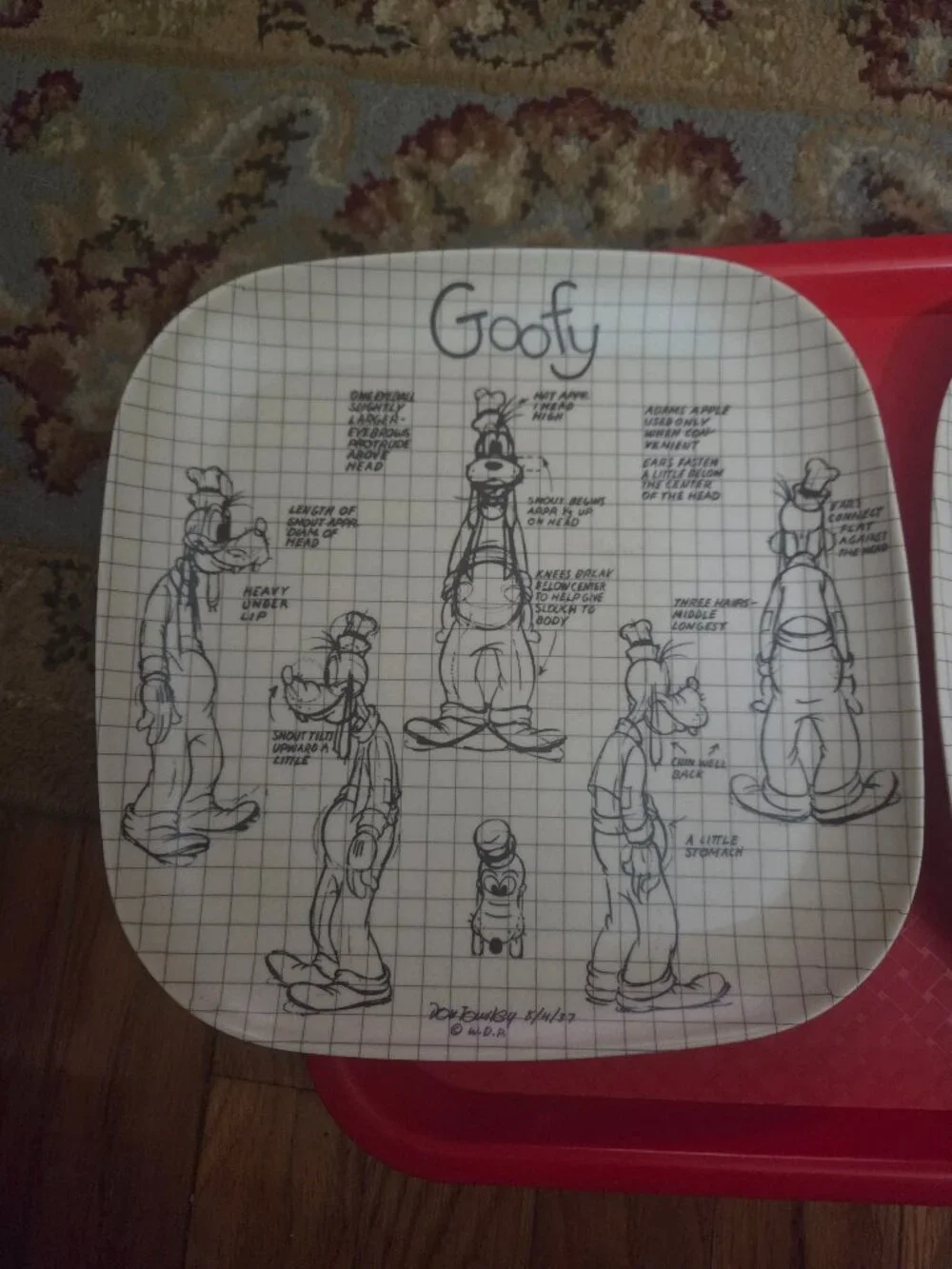 set of two disney sketchbook  plates  goofy and donald duck
